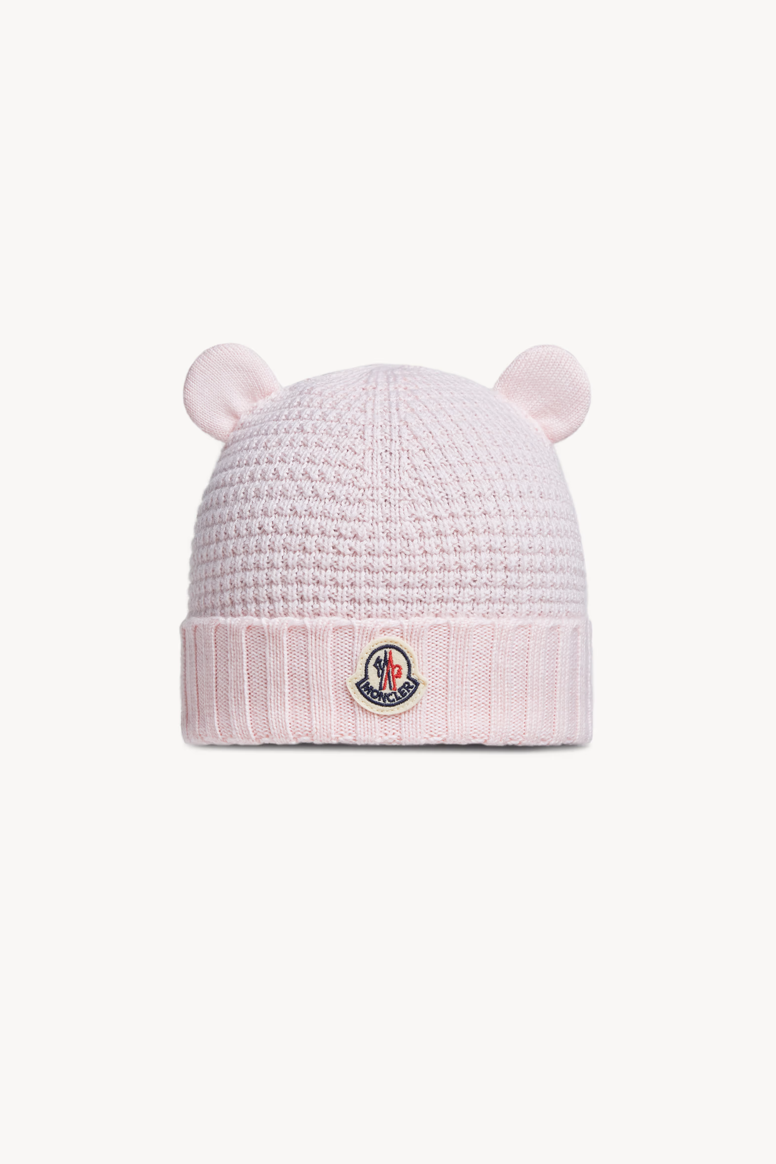 Wool Beanie with Teddy Bear Ears Girl Light Pink Moncler 0